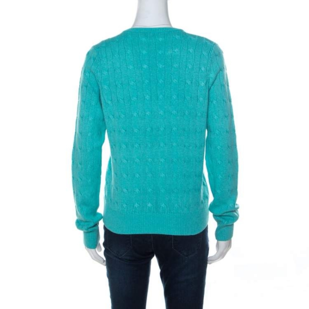 Polo Ralph Lauren blue turquoise cashmere sweater L Tiffany